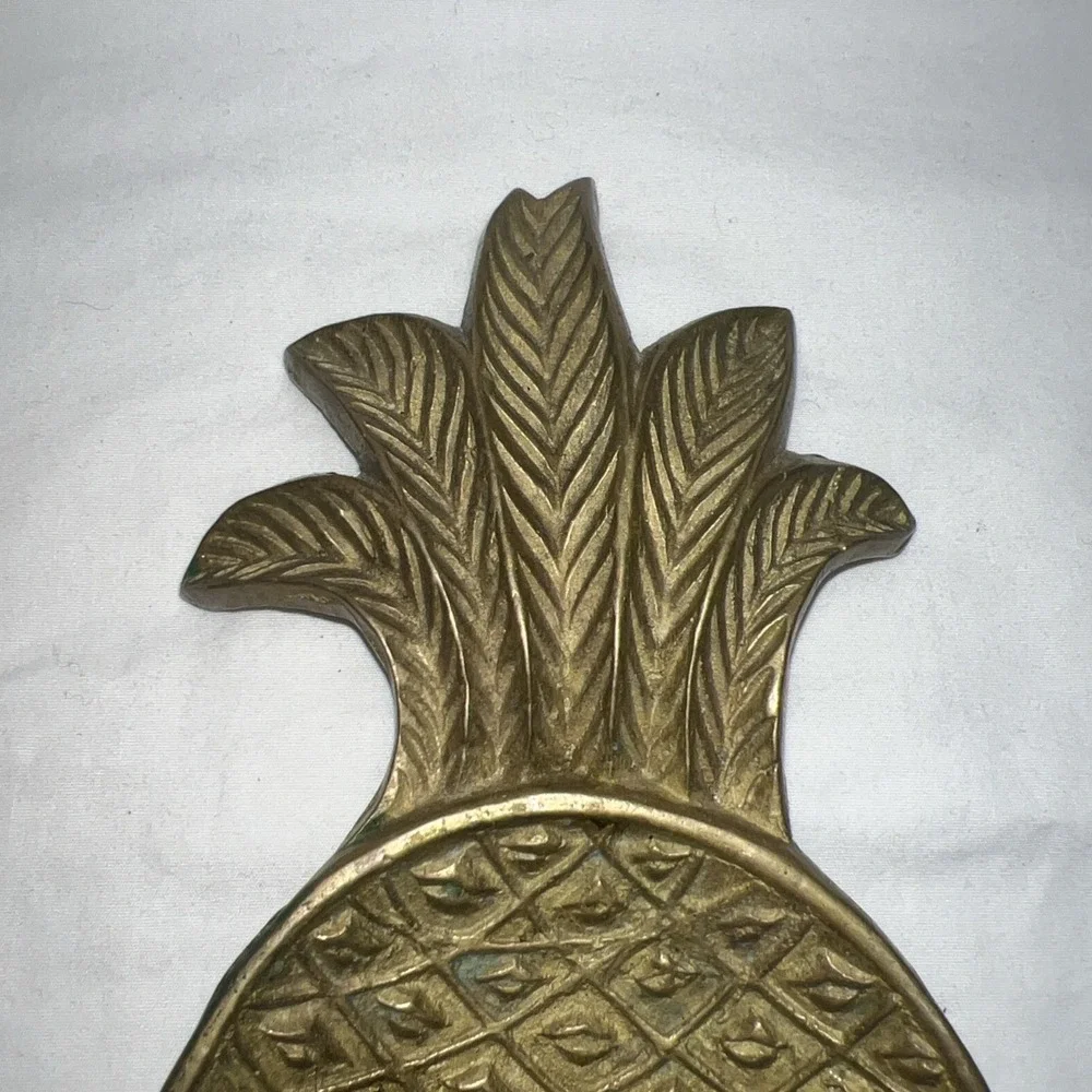 Vintage Brass Pineapple Trinket Dish 9 x 4 Jewelry Tray Catchall MCM Boho Decor